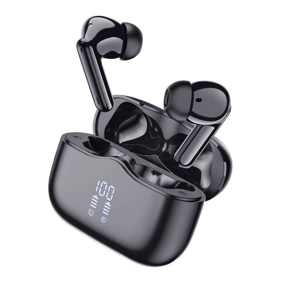 Techsuit - Premium Wireless Earbuds VelarX One (CW2) - Bluetooth V5.4, 300mAh, ANC, ENC, 4 Mic - Black