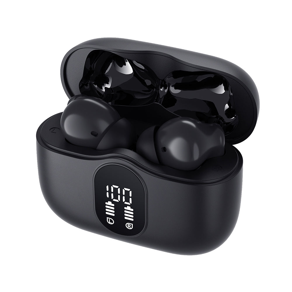 Techsuit - Premium Wireless Earbuds WaveBeat 100 (CW3) - Bluetooth V5.4, 300mAh, ANC, ENC, 4 Mic - Black