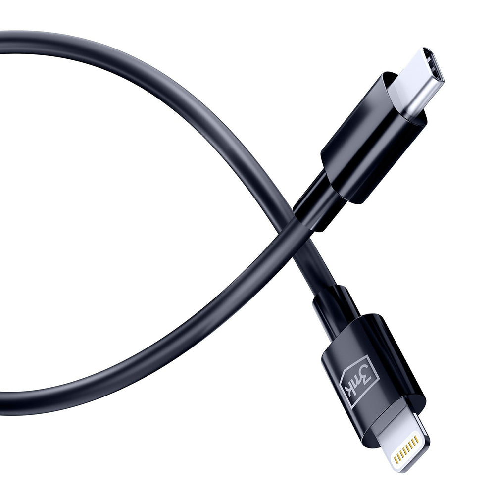 3mk - Data Cable Hyper - USB-C to Lightning, 20W, 5A, 1.2m - Black