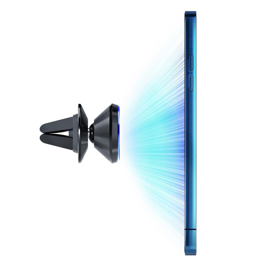 3mk - Magnetic Car Holder Power - for Air Vent, Aluminium Alloy, Silicone Surface, Strong Magnets - Black
