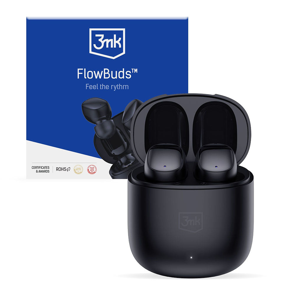 3mk - Wireless Headphones FlowBuds - Bluetooth V5.3, Hi-Fi Sound Quality, Passive Noise Cancellation, Touch Control - Bl