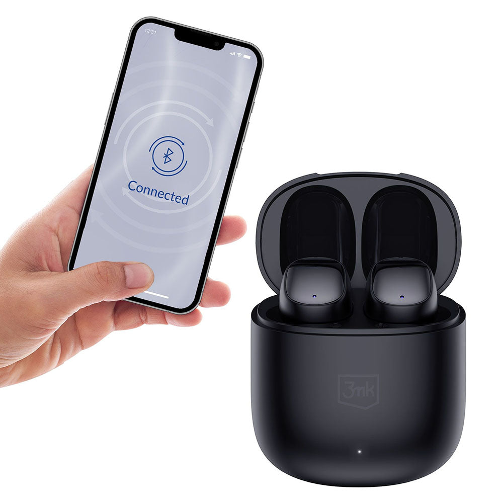 3mk - Wireless Headphones FlowBuds - Bluetooth V5.3, Hi-Fi Sound Quality, Passive Noise Cancellation, Touch Control - Bl