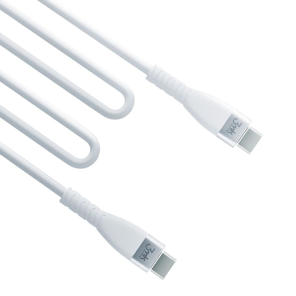 3mk - Data Cable Hyper Silicone - USB-C to USB-C, 60W, 3A, 1m - White