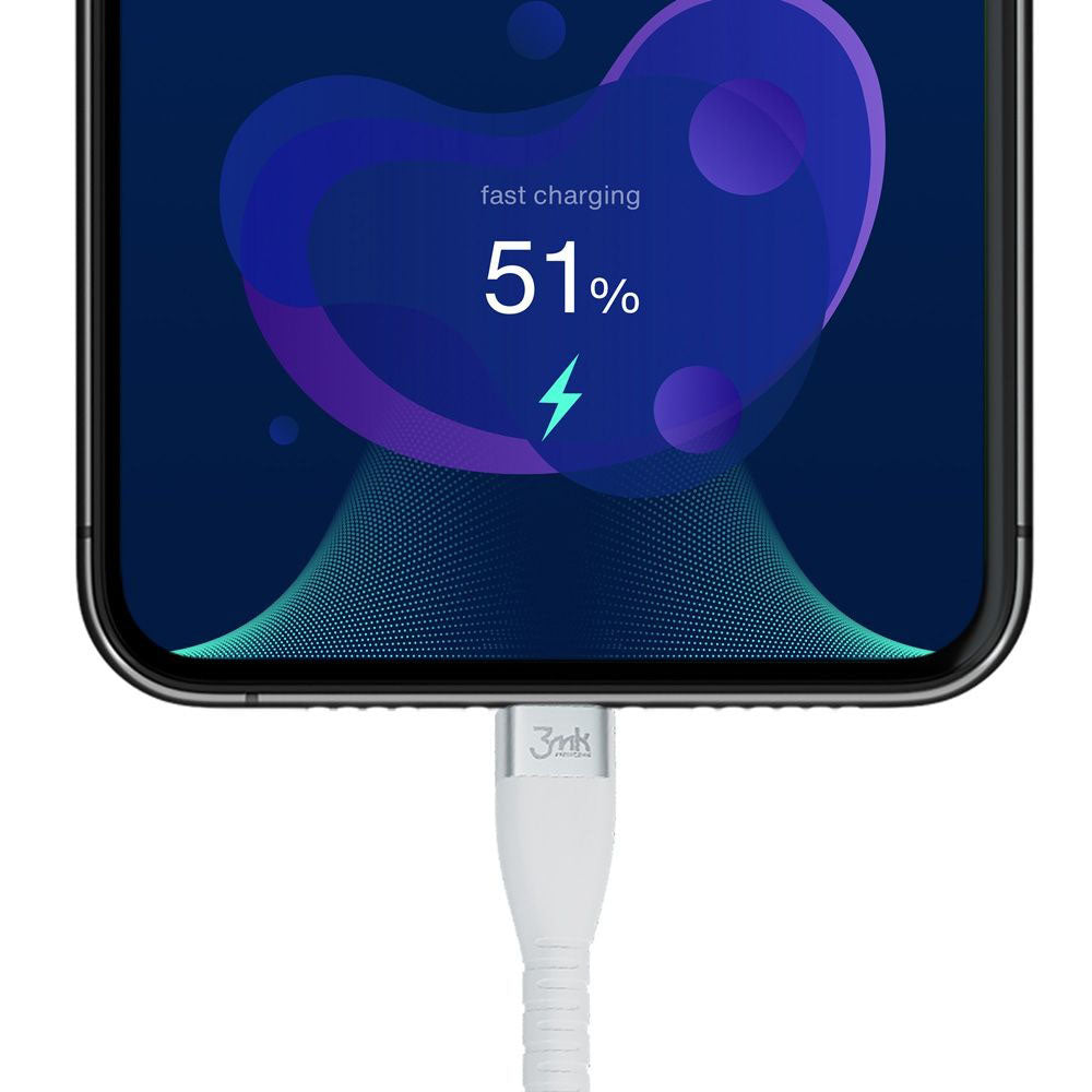 3mk - Data Cable Hyper Silicone - USB-C to USB-C, 60W, 3A, 1m - White