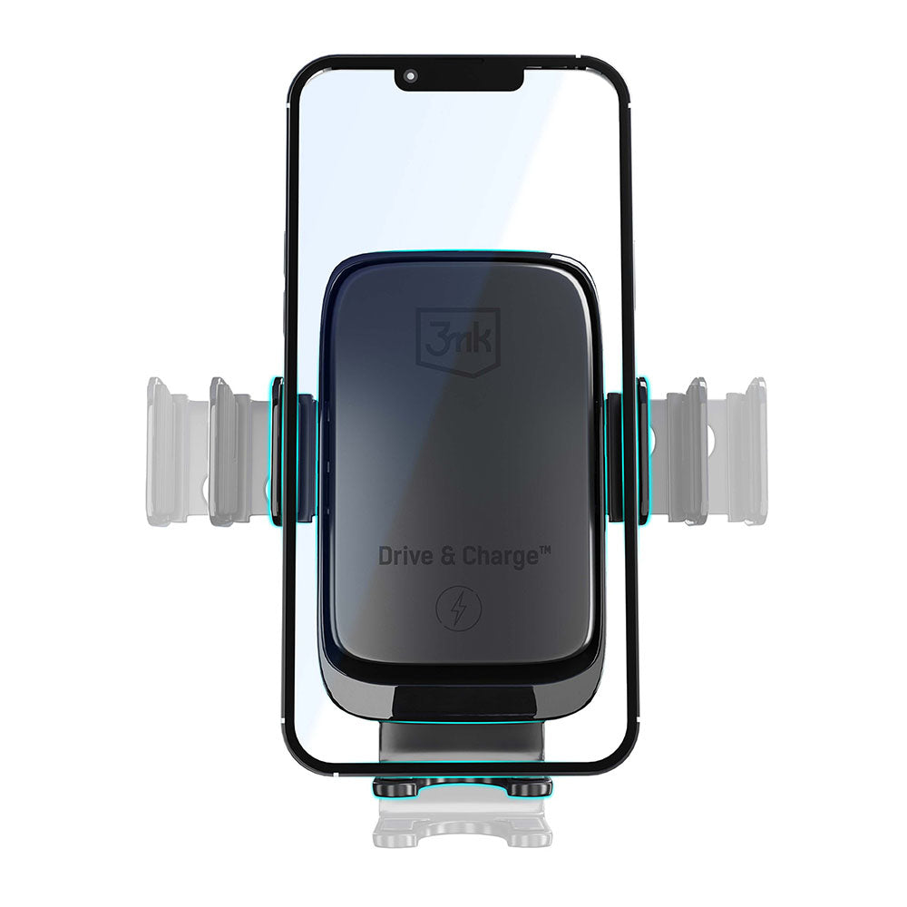 3mk - Car Holder with Wireless Charging Drive & Charge - for Dashboard/Windscreen/Air Vent, Automatic Adjustment, 15W - 