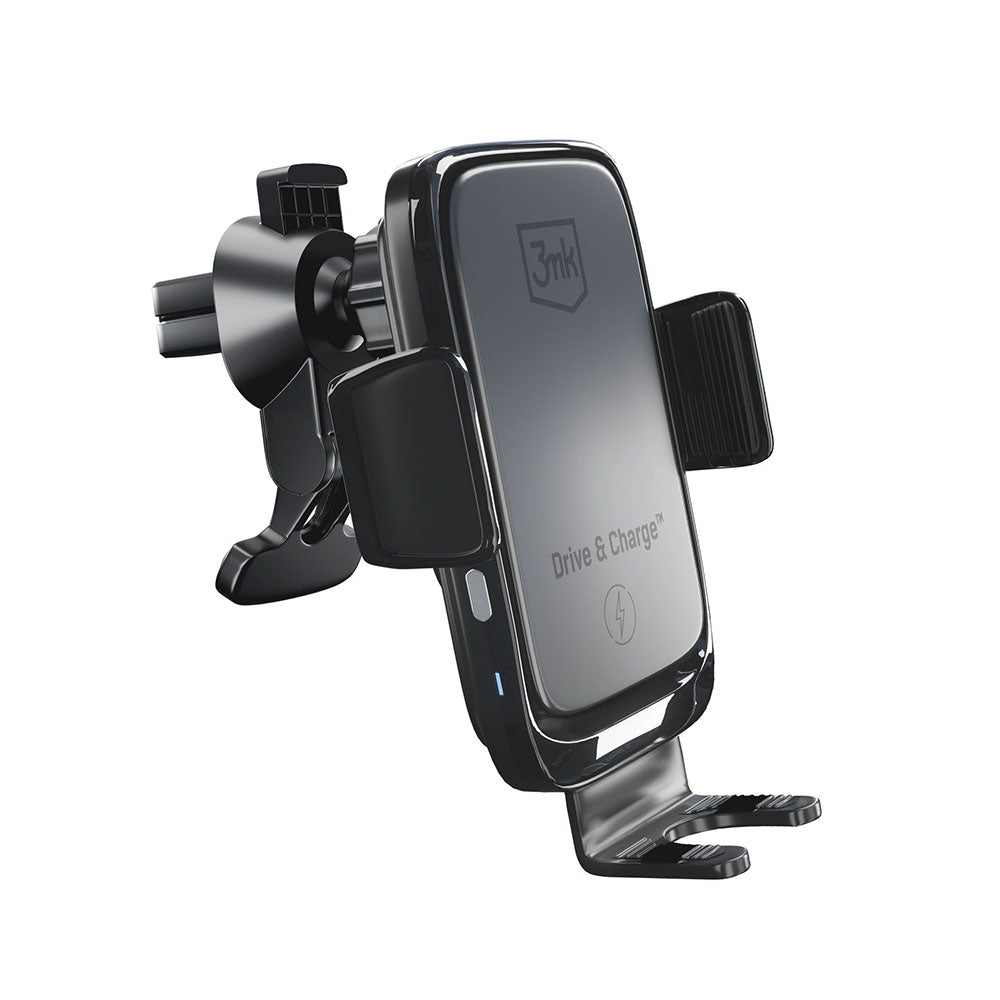 3mk - Car Holder with Wireless Charging Drive & Charge - for Dashboard/Windscreen/Air Vent, Automatic Adjustment, 15W - 