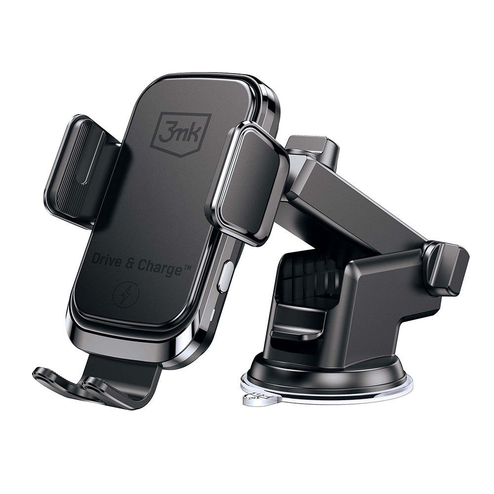 3mk - Car Holder with Wireless Charging Drive & Charge - for Dashboard/Windscreen/Air Vent, Automatic Adjustment, 15W - 