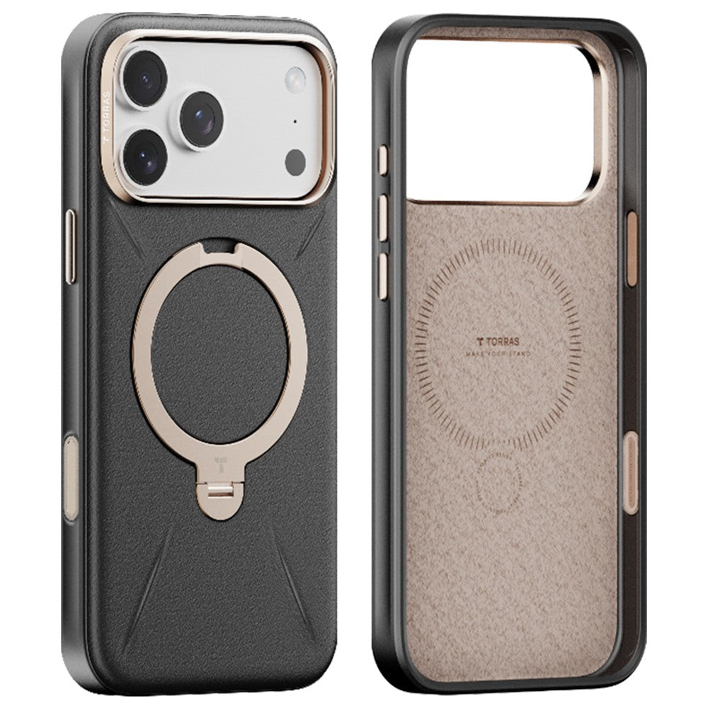 Torras Husa de protectie Torras QPRO Leather Series compatibil cu iPhone 17 Pro, Negru – imagine 2