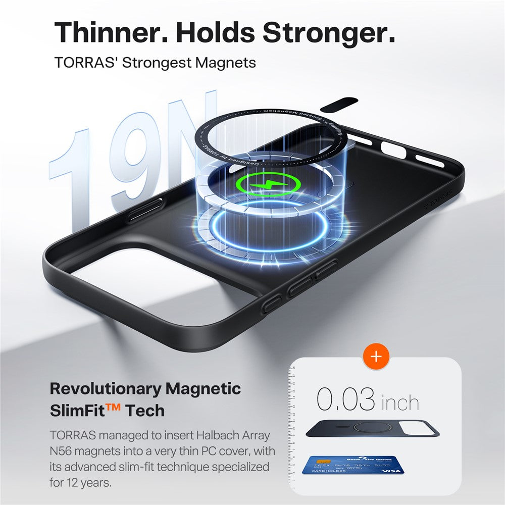Torras - SlimFit MagSafe Series - iPhone 17 Pro Max - Black