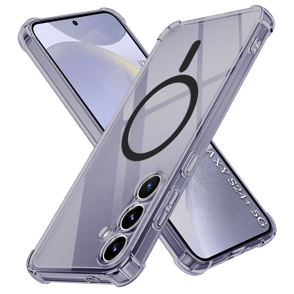 Techsuit - Shockproof Clear Silicone MagSafe - Samsung Galaxy S24 Plus - Smoke Black
