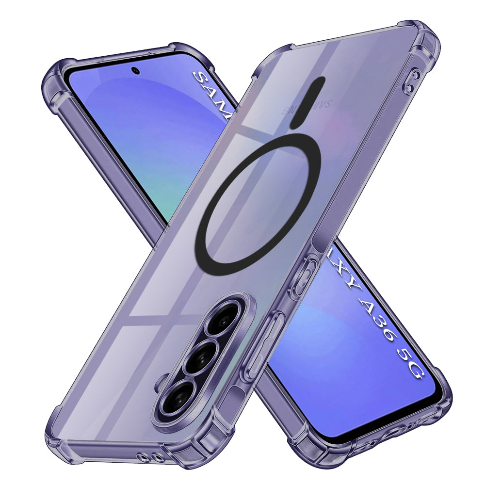Techsuit - Shockproof Clear Silicone MagSafe - Samsung Galaxy A36 5G - Smoke Black
