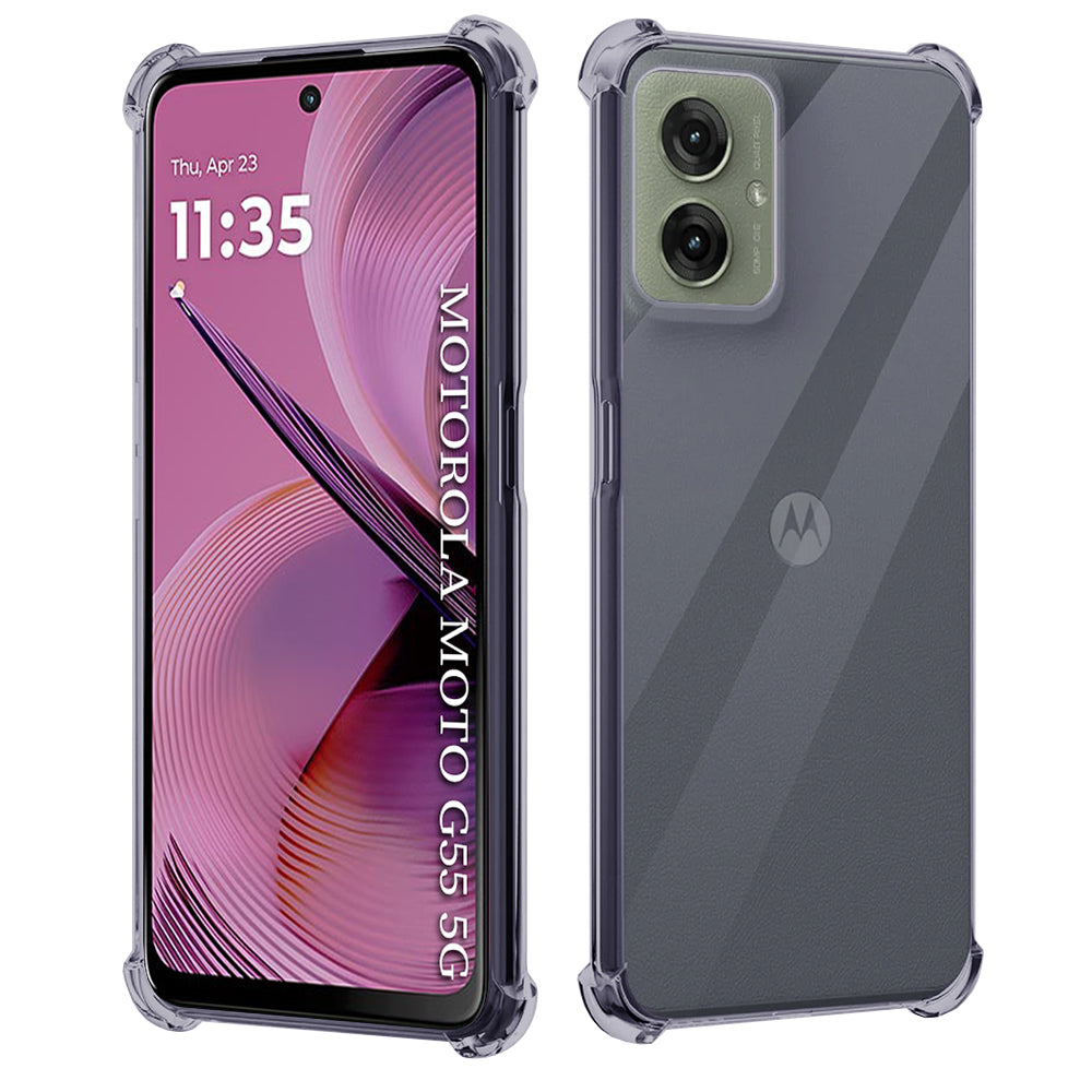Techsuit - Shockproof Clear Silicone - Motorola Moto G55 - Smoke Black