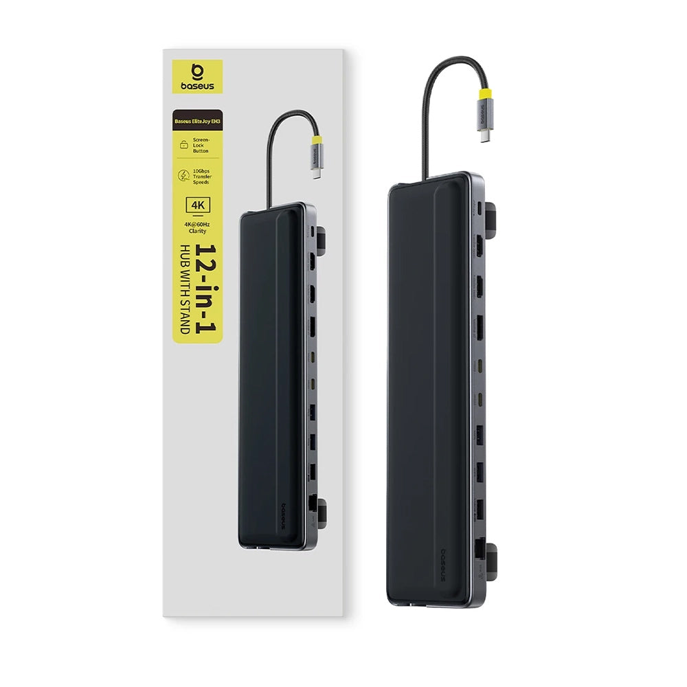 Baseus - Docking Station EliteJoy EH3 (B0114200) - USB-C to 2x HDMI, DP, 3x Type-C, 3x USB, SD/TF, RJ45, 10Gbps - Space 