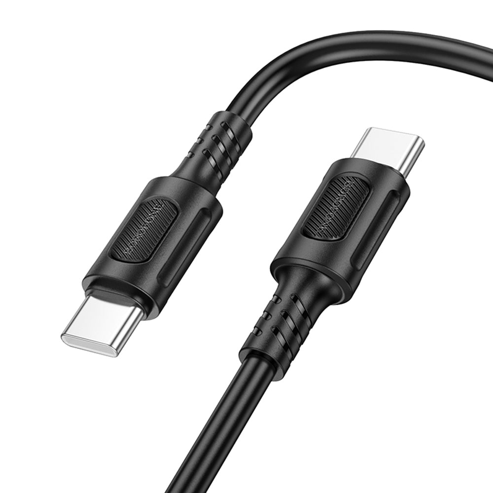 Borofone - Data Cable Feliz Series (BX111) - Type-C to Type-C, PVC, Universal, 60W, 3A, 1m - Black