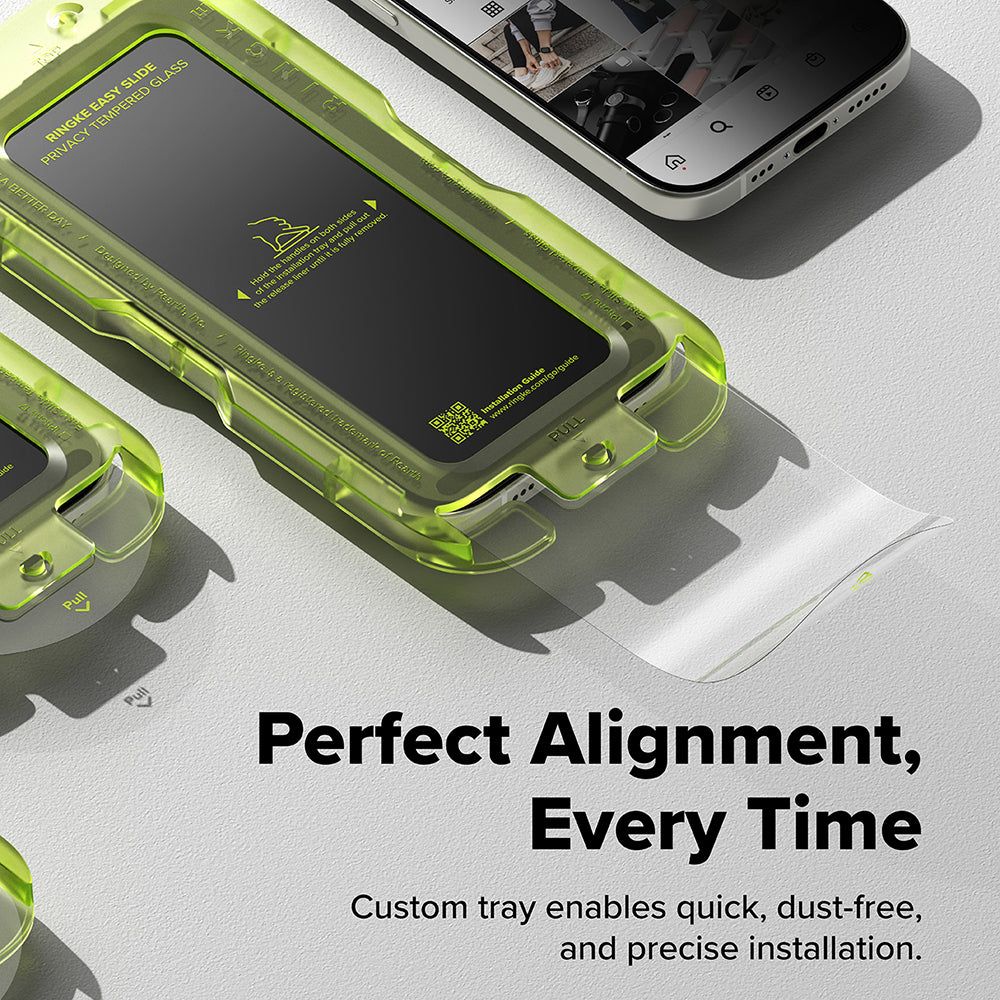 Ringke - Easy Slide Privacy Tempered Glass (2 pack) - iPhone 17 - Black