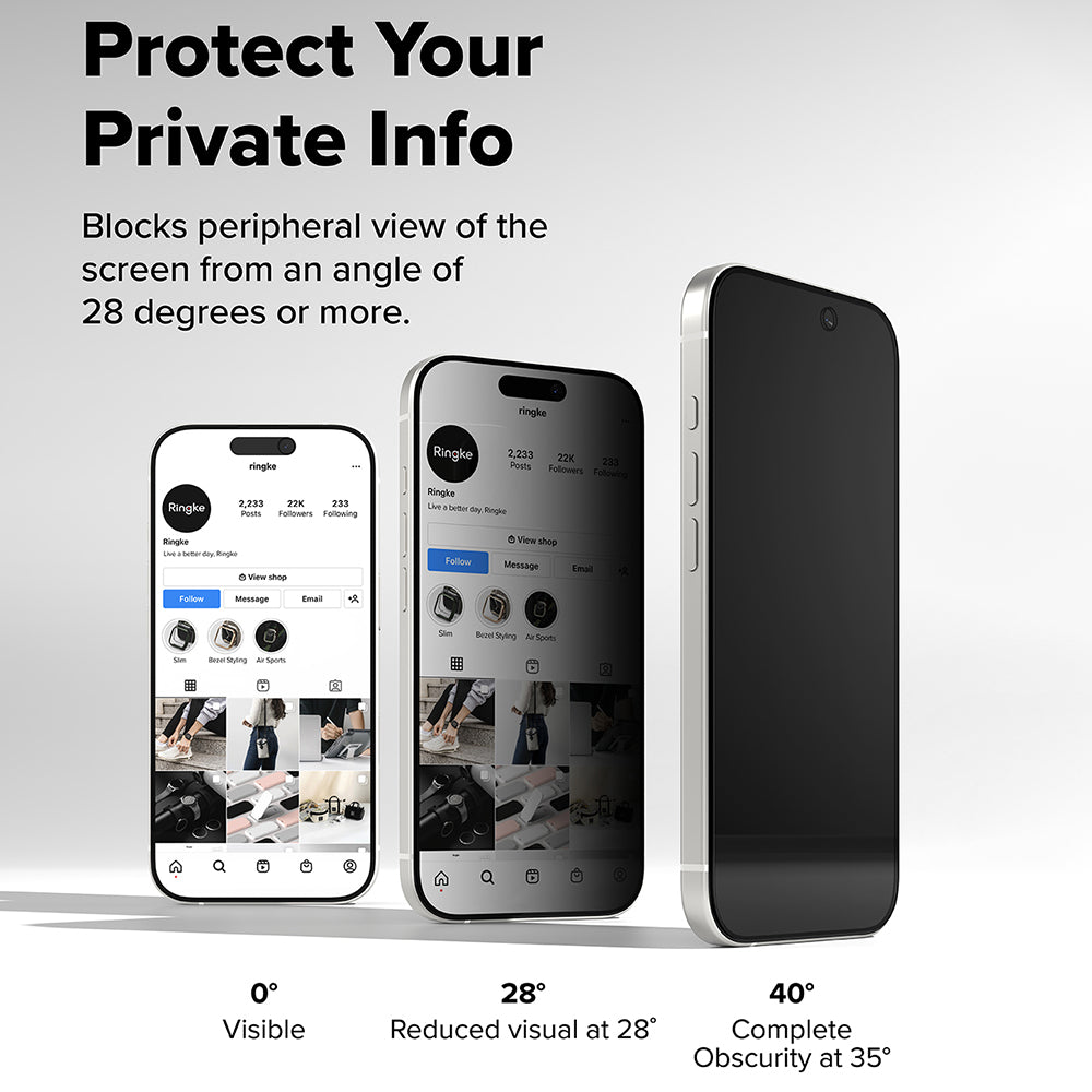 Ringke - Easy Slide Privacy Tempered Glass (2 pack) - iPhone 17 Pro - Black