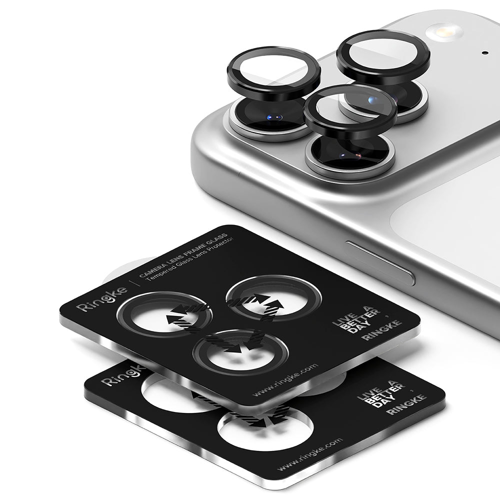 Ringke Folie de protectie Ringke Camera Lens Frame Glass compatibil cu iPhone 17 Pro / iPhone 17 Pro Max, Negru