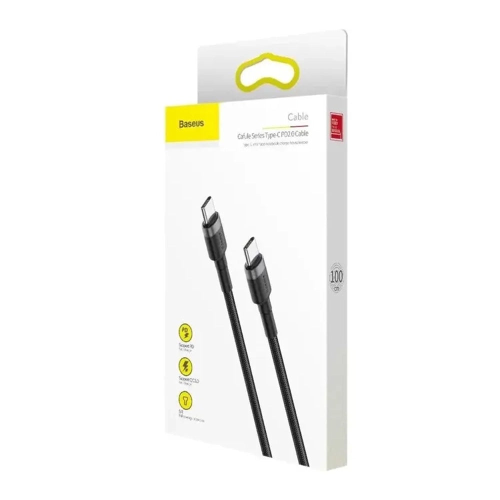 Baseus - (3 pack) Data Cable Cafule (E0418501) - Fast Charging, USB-C to USB-C, 60W, 2m - Black / Grey