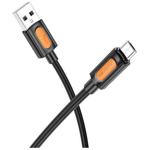 Borofone - Data Cable Silicone Series (BX114) - USB to Micro-USB, Silicone, 2.4A, 1m - Black