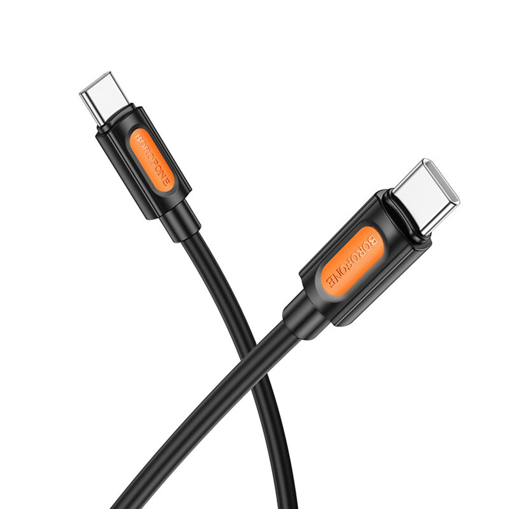 Borofone - Data Cable Silicone Series (BX114) - Type-C to Type-C, Silicone, 60W, 1m - Black