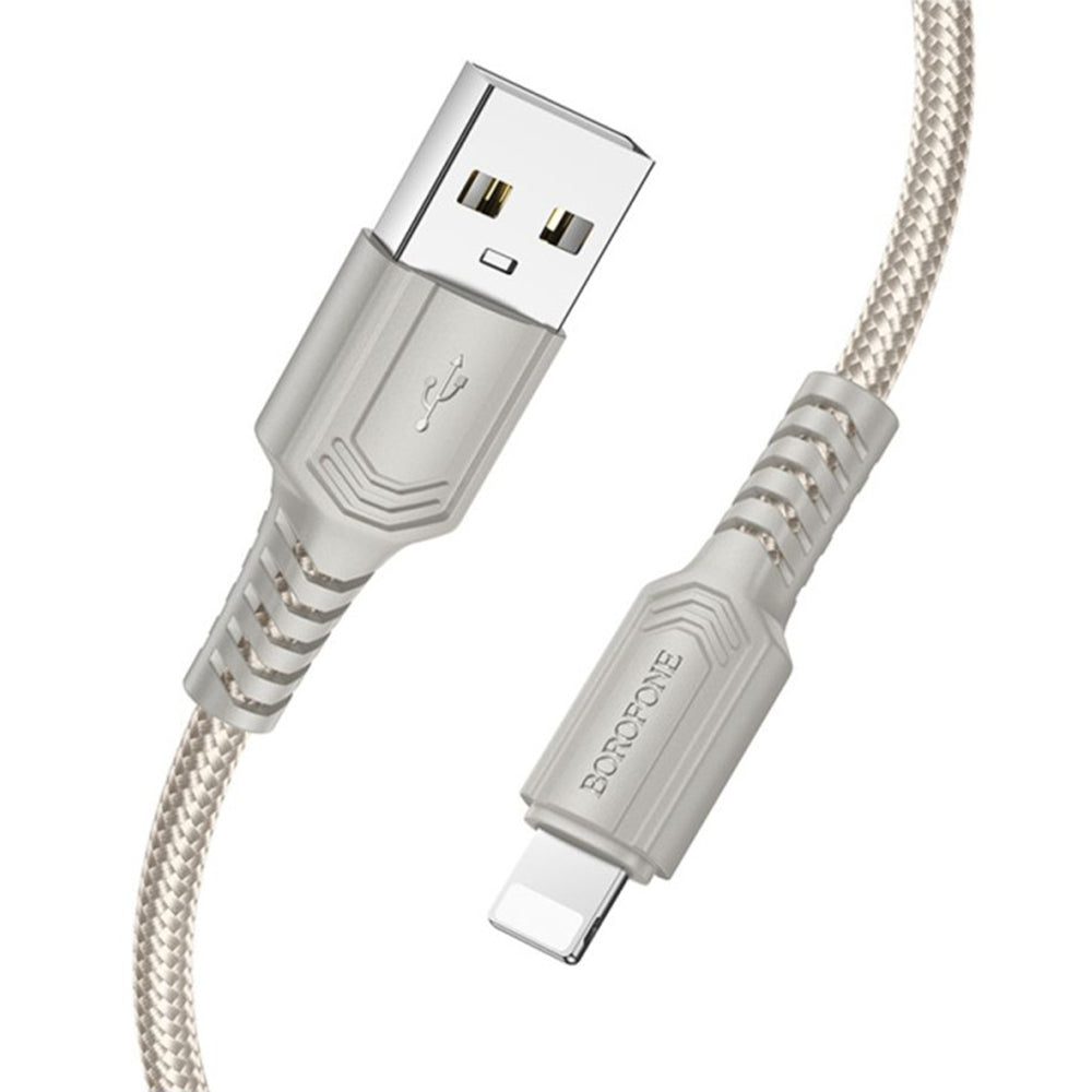 Borofone - Data Cable Certain Series (BX116) - USB to Lightning, Nylon Braided, 2.4A, 1m - Black