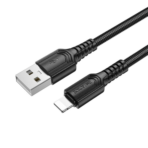 Borofone - Data Cable Certain Series (BX116) - USB to Lightning, Nylon Braided, 2.4A, 1m - Black