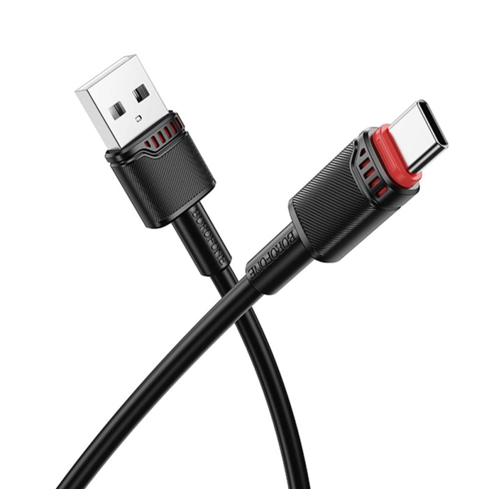 Borofone - Data Cable Beneficio Series (BX110) - Premium Line, USB to Type-C, High-quality, Fast Charging, 3A, 1m - Blac