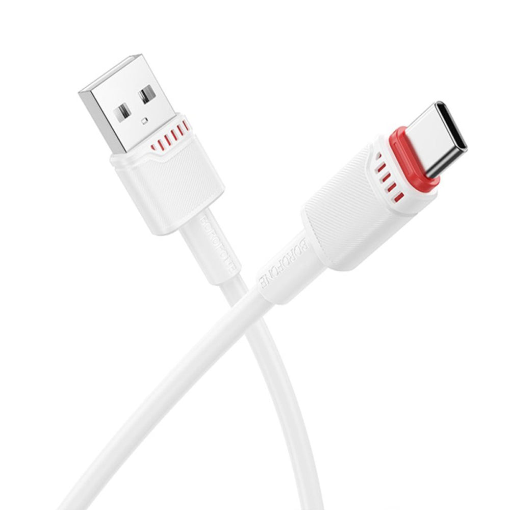Borofone - Data Cable Beneficio Series (BX110) - Premium Line, USB to Type-C, High-quality, Fast Charging, 3A, 1m - Whit