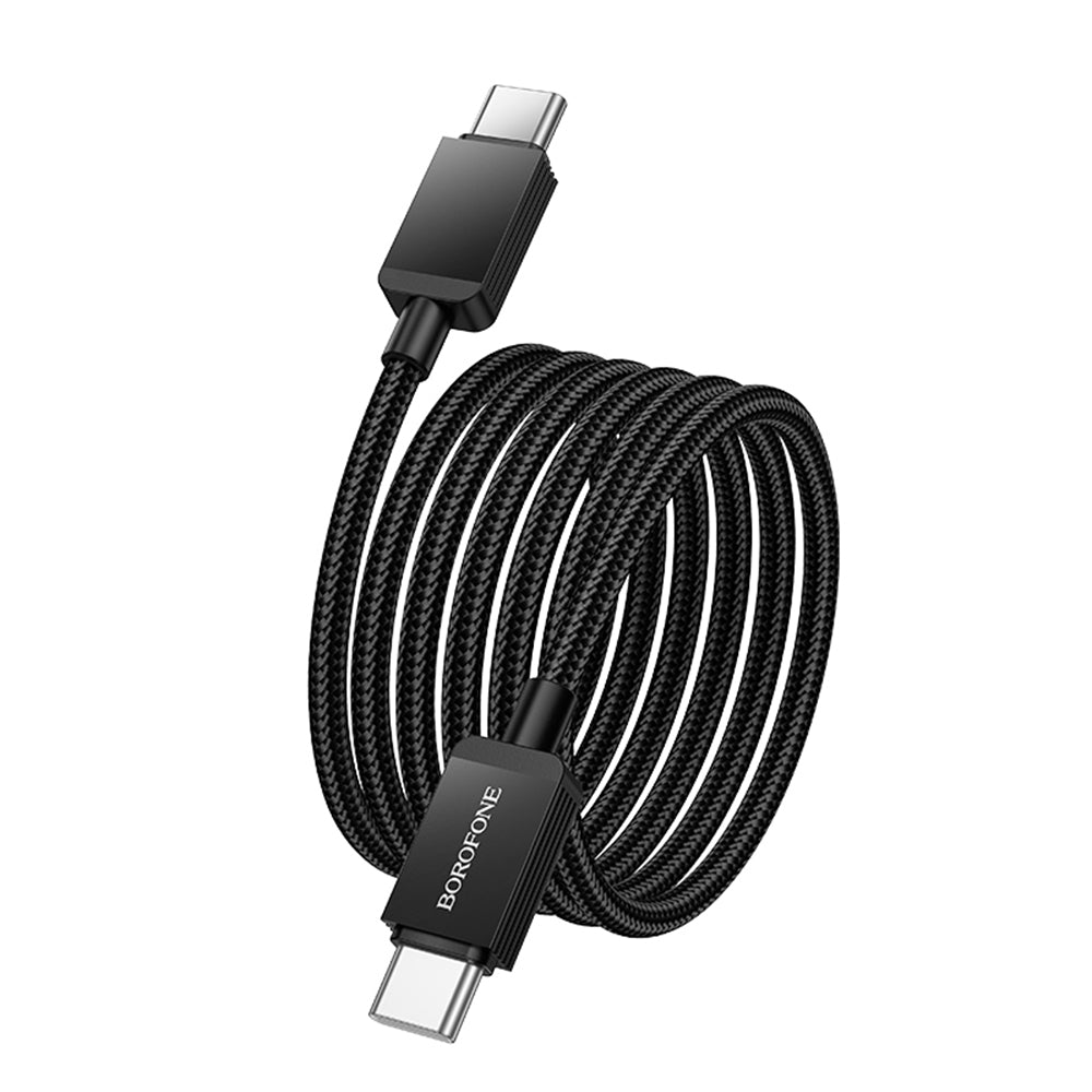 Borofone - Data Cable Placer Series (BX120) - Type-C, Aluminum Alloy Shell, Nylon Braided, Fast Charge, PD 60W, 1m - Bla