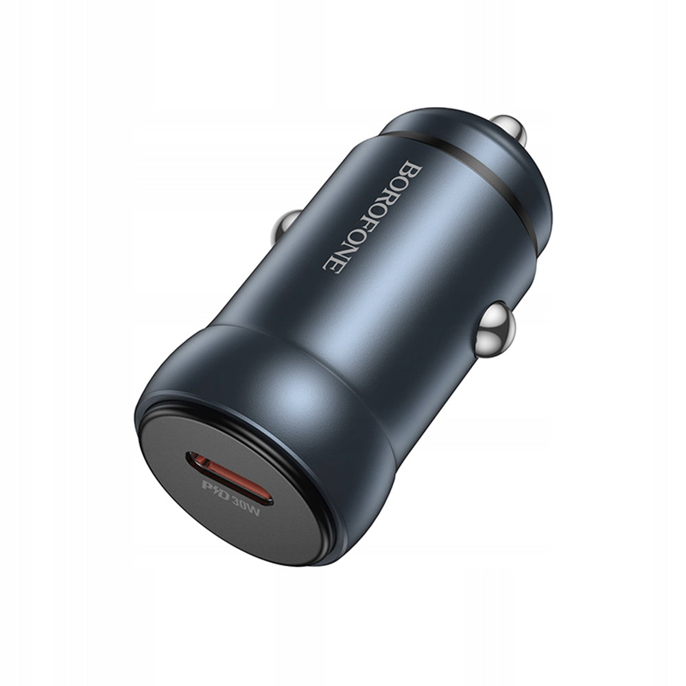 Borofone - Car Charger Fresh (BZ32) - Type-C, Fast Charge, Single Port, 30W (PD/QC/FCP/AFC), for 12-24V - Metal Gray