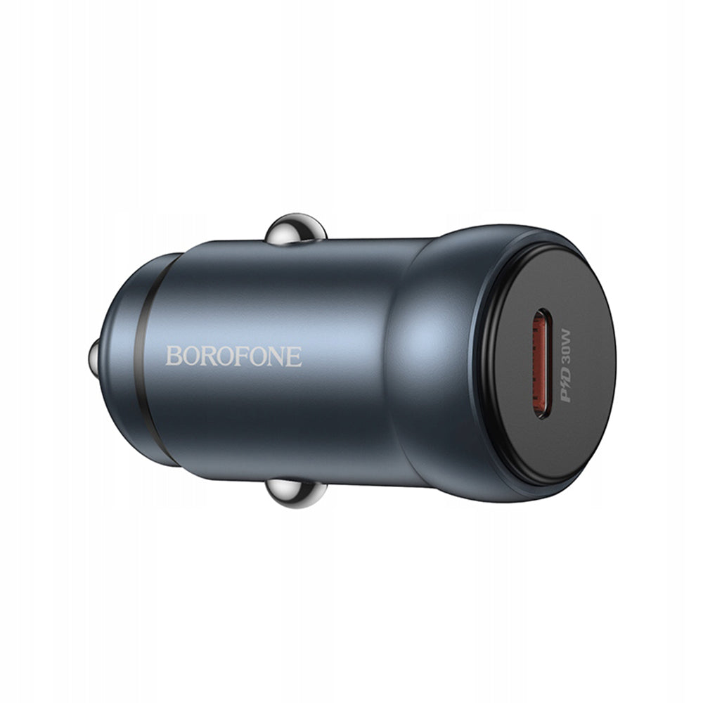 Borofone - Car Charger Fresh (BZ32) - Type-C, Fast Charge, Single Port, 30W (PD/QC/FCP/AFC), for 12-24V - Metal Gray