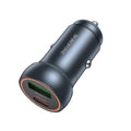 Borofone - Mini Car Charger Fresh (BZ32A) - Type-C, USB, Fast Charge, Dual Port, 30W (PD/QC), Aluminum Alloy - Metal Gra