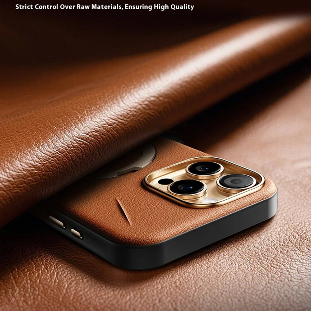 Torras Husa de protectie Torras QPRO Leather Series compatibil cu iPhone 17 Pro, Maro – imagine 5