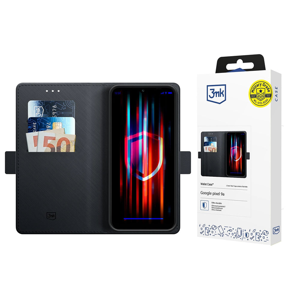 3mk - Wallet Case - Google Pixel 9a - Black