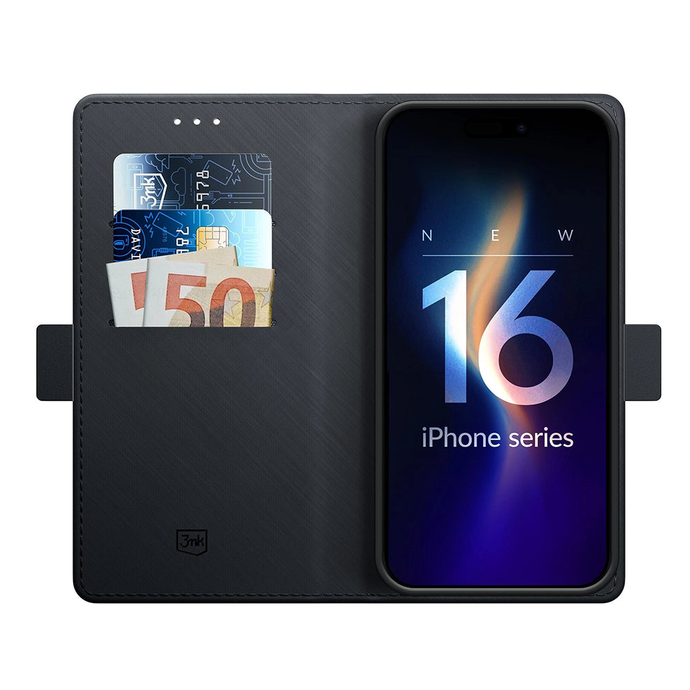 3mk - Wallet Case - iPhone 16 - Black