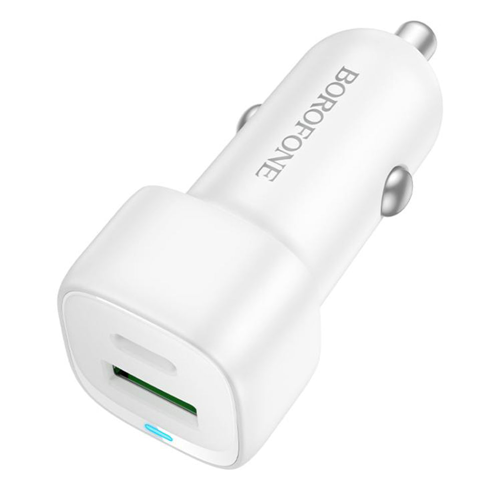 Borofone - Car Charger Cloud (BZ34B) - Type-C, USB, PD20W, QC3.0, Dual Port, 38W, ABS - White