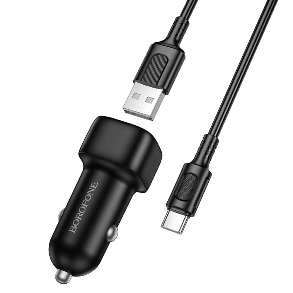 Borofone - Car Charger Cloud (BZ34) - USB-A/C Cable Included, Single Port USB-A, 18W (QC/FCP/AFC), ABS, for DC 12-24V - 