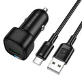 Borofone - Car Charger Cloud (BZ34) - USB-A/C Cable Included, Single Port USB-A, 18W (QC/FCP/AFC), ABS, for DC 12-24V - 