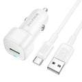 Borofone - Car Charger Cloud (BZ34) - USB-A/C Cable Included, Single Port USB-A, 18W (QC/FCP/AFC), ABS, for DC 12-24V - 