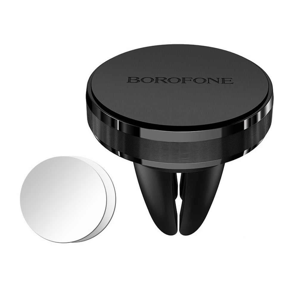 Borofone - Car Holder Air (BH8) - for Air Vent, Magnetic, Aluminum Alloy + Silicone - Black