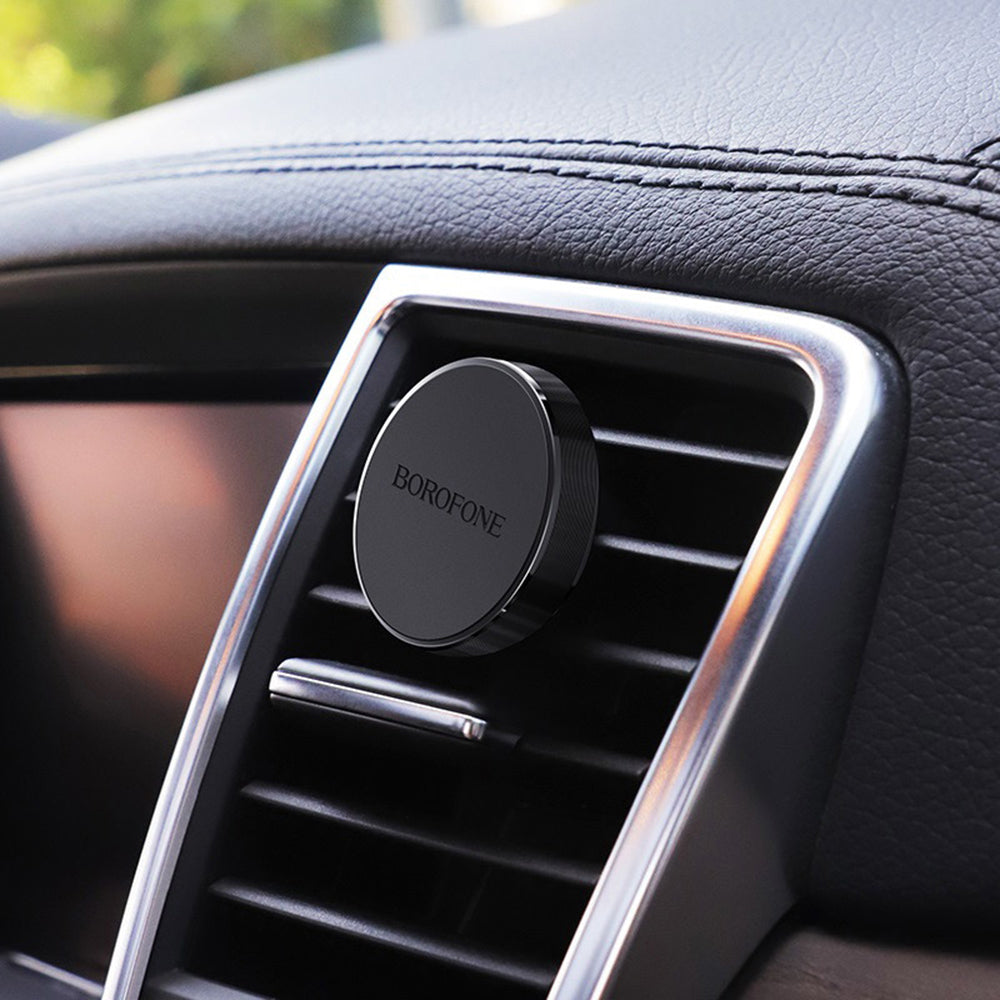 Borofone - Car Holder Air (BH8) - for Air Vent, Magnetic, Aluminum Alloy + Silicone - Black