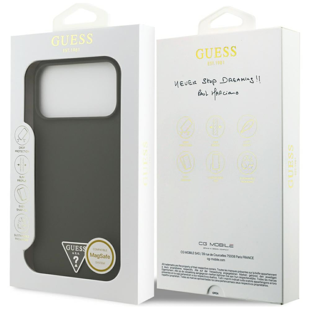 Husa pentru iPhone 17 Pro Max - Guess Silicone Triangle Logo MagSafe (GUHMP17XSCTRLMA) - Khaki