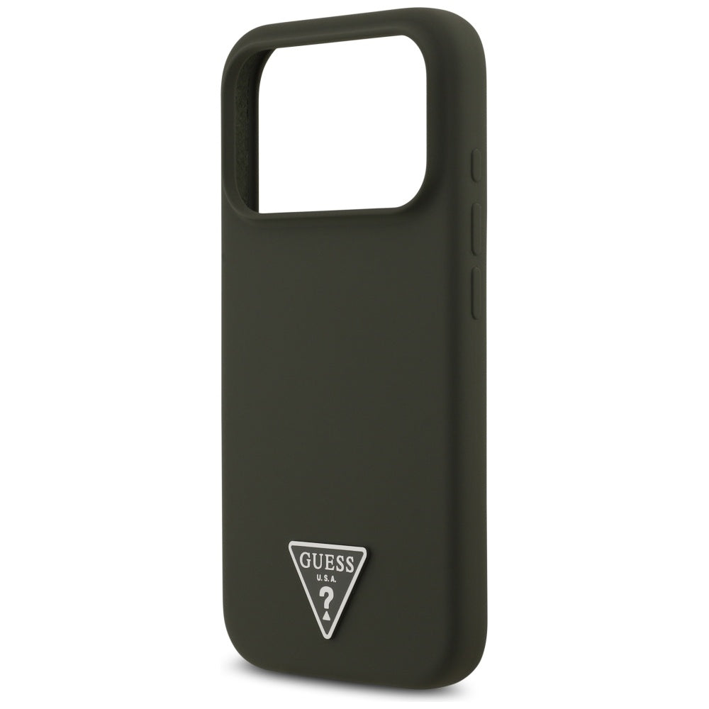 Husa pentru iPhone 17 Pro - Guess Silicone Triangle Logo MagSafe (GUHMP17LSCTRLMA) - Khaki