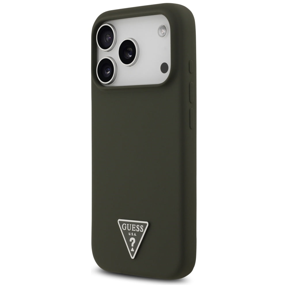 Husa pentru iPhone 17 Pro - Guess Silicone Triangle Logo MagSafe (GUHMP17LSCTRLMA) - Khaki