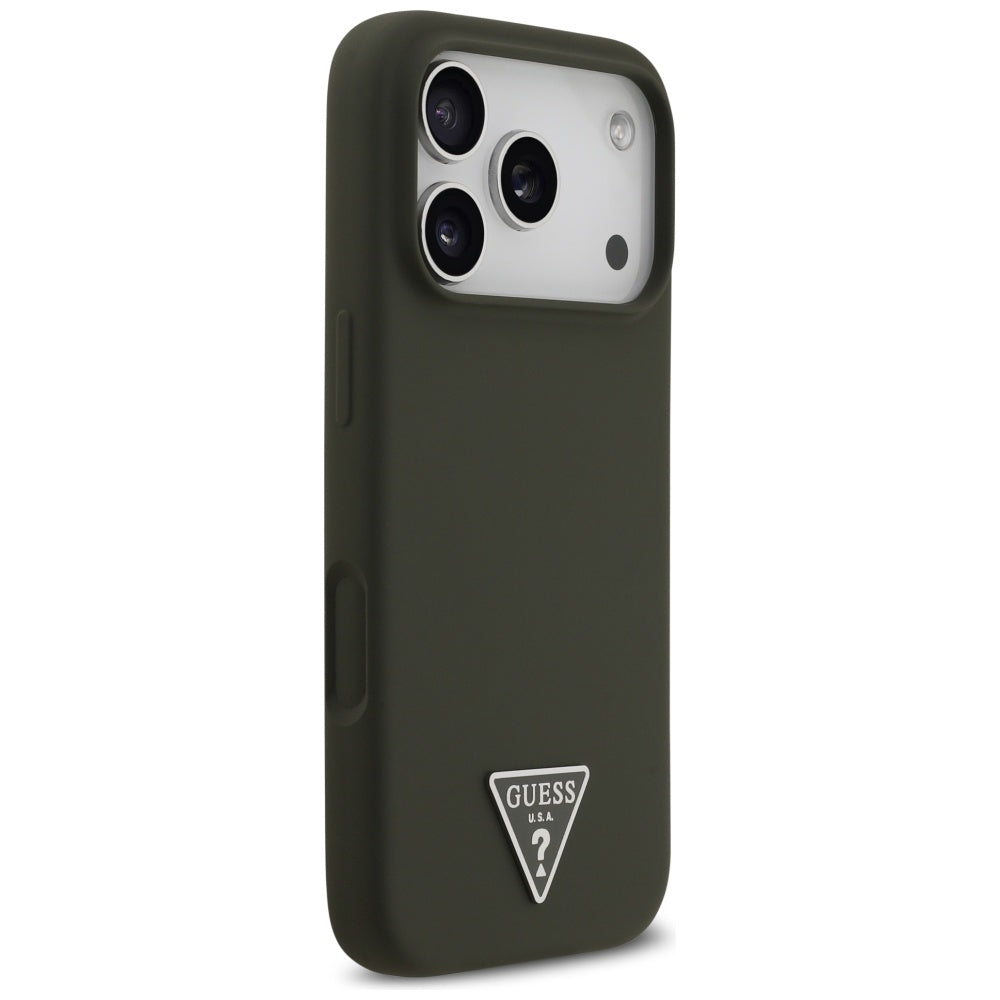 Husa pentru iPhone 17 Pro - Guess Silicone Triangle Logo MagSafe (GUHMP17LSCTRLMA) - Khaki