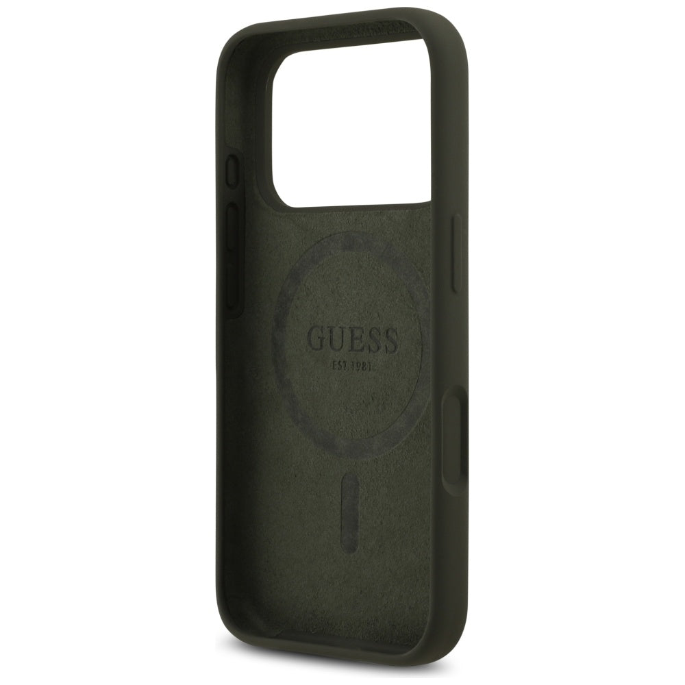 Husa pentru iPhone 17 Pro - Guess Silicone Triangle Logo MagSafe (GUHMP17LSCTRLMA) - Khaki