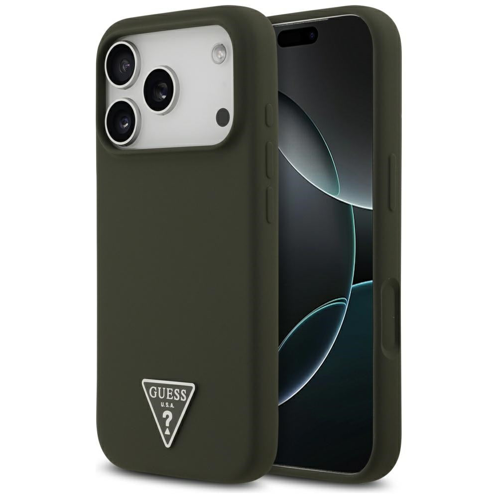 Husa pentru iPhone 17 Pro - Guess Silicone Triangle Logo MagSafe (GUHMP17LSCTRLMA) - Khaki