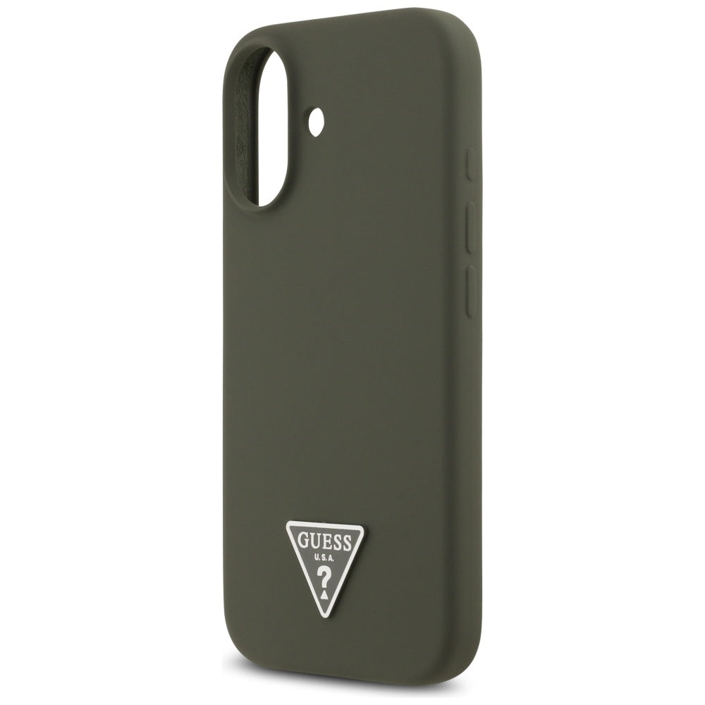Husa pentru iPhone 17 - Guess Silicone Triangle Logo MagSafe (GUHMP17SSCTRLMA) - Khaki
