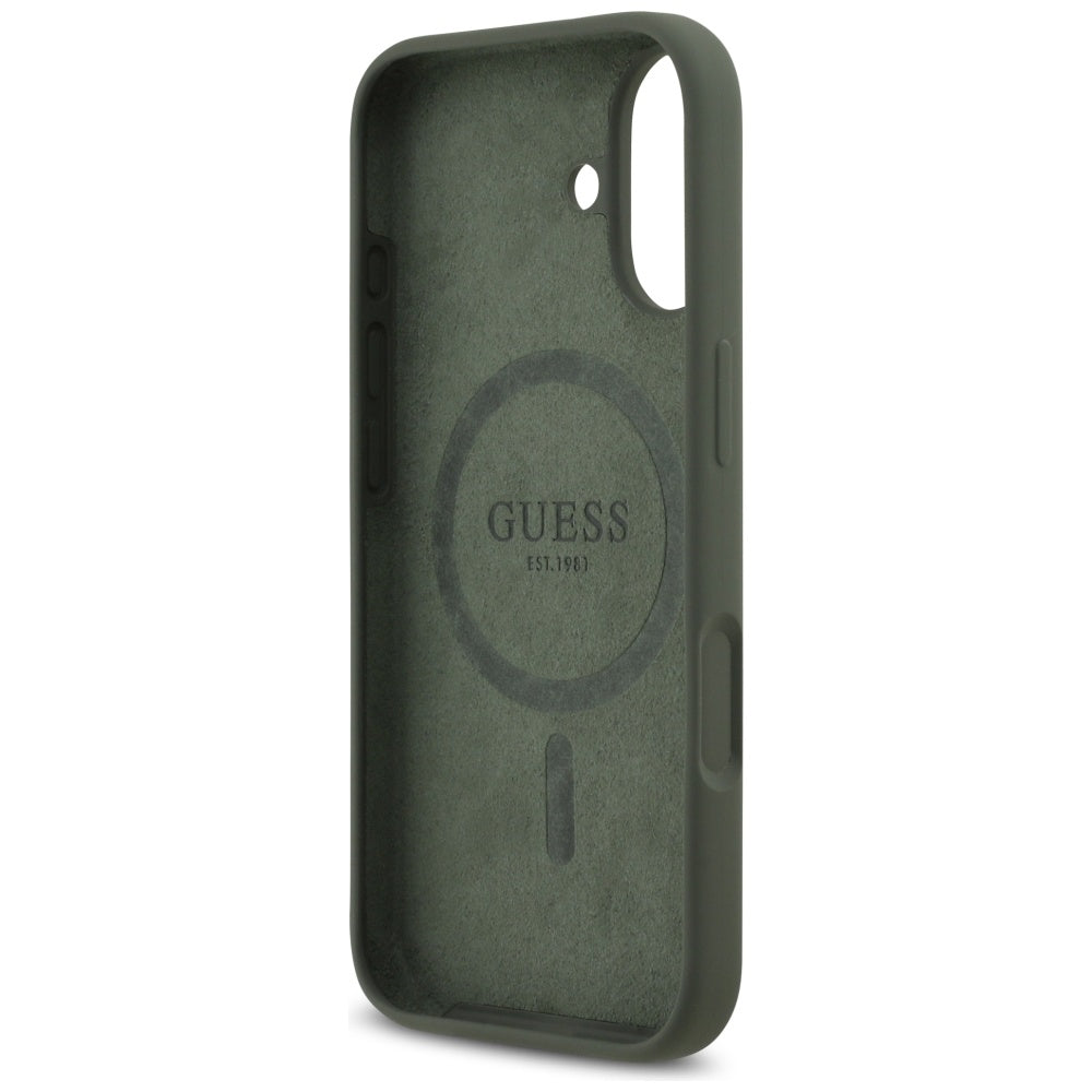 Husa pentru iPhone 17 - Guess Silicone Triangle Logo MagSafe (GUHMP17SSCTRLMA) - Khaki