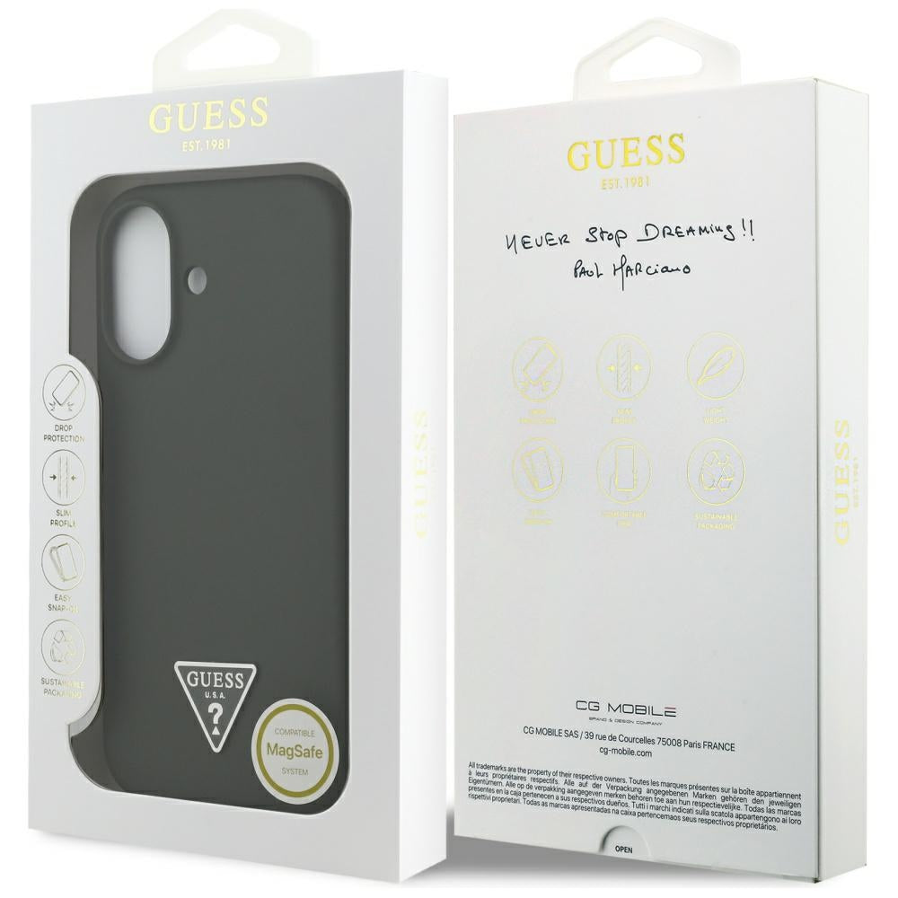 Husa pentru iPhone 17 - Guess Silicone Triangle Logo MagSafe (GUHMP17SSCTRLMA) - Khaki
